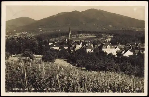 Ansichtskarte Müllheim (Baden) Blick von den Weinbergen auf die Stadt 1935