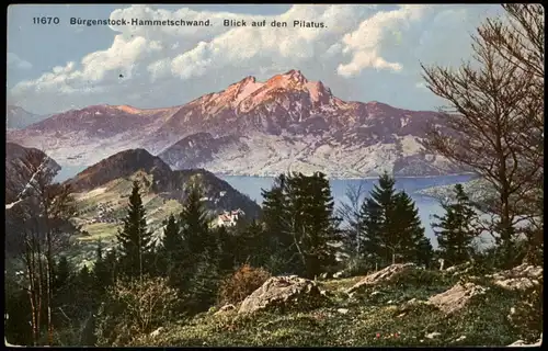 Ansichtskarte Stansstad Hammetschwand - Blick auf den Pilatus 1912