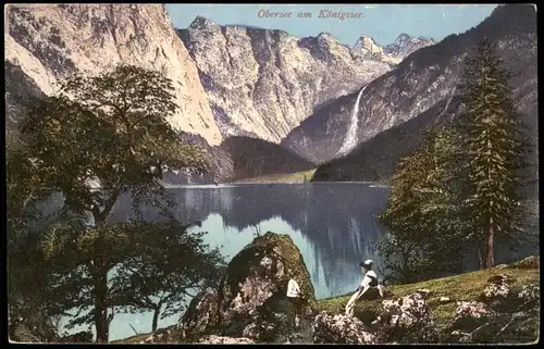Ansichtskarte Königsee Obersee 1929  Stempel Restauration Almbachklamm