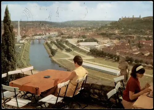 Würzburg Panorama Blick vom Weinrestaurant Schloß Steinburg 1971/1970