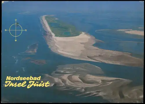 Ansichtskarte Juist Insel Gesamtansicht v. Flugzeug aus 1987