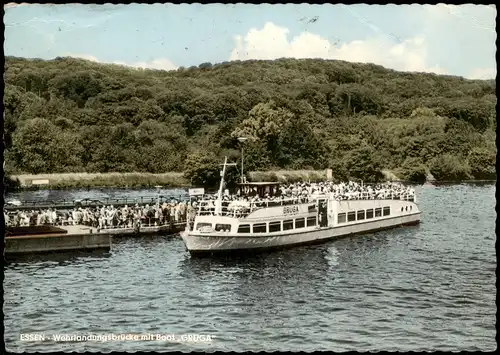 Ansichtskarte Essen (Ruhr) Wehrlandungsbrücke mit Boot Schiff GRUGA 1966