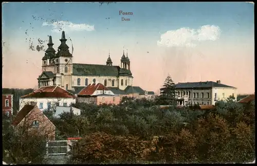 Postcard Posen Poznań Stadt, Dom 1915  gel. Feldpoststempel Posen W