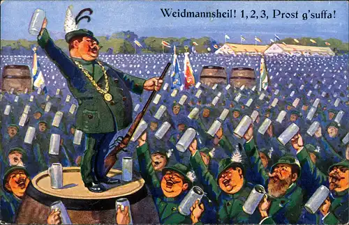 München Hofbräuhaus Pächter H. Panzer, Weidmannsheil 1,2,3 Prost g`suffa ! 1927