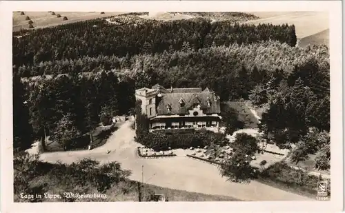 Ansichtskarte Lage (Lippe) Luftbild Gasthaus Wilhelmsburg 1939