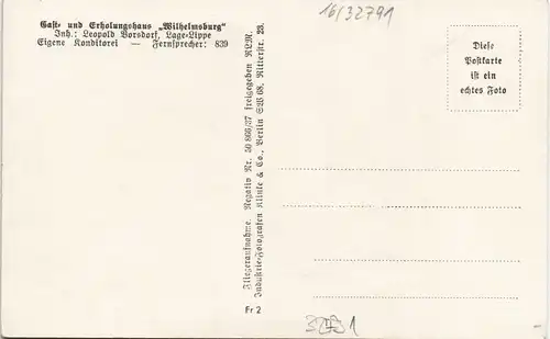 Ansichtskarte Lage (Lippe) Luftbild Gasthaus Wilhelmsburg 1939