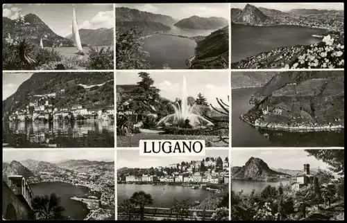 Ansichtskarte Lugano Mehrbild-AK Orts-/Umland-Ansichten 1958