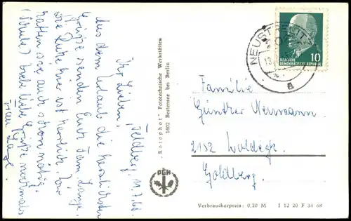 Feldberg-Feldberger Seenlandschaft  Anischt Blick vom Hüttenberg, DDR AK 1968