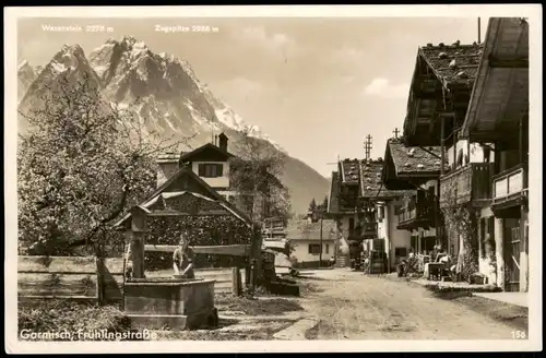 Ansichtskarte Garmisch-Partenkirchen Frühlingstrasse Dorf Partie 1937