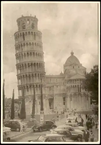 Cartoline Pisa Der Schiefe Turm, Auto 1964 Privatfoto