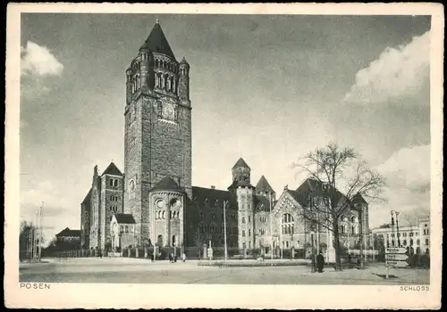 Postcard Posen Poznań Schloß, Straßen - Wegweiser 1942
