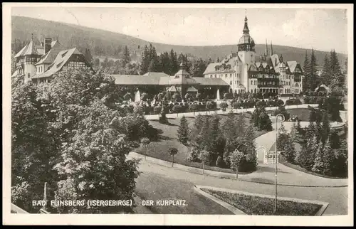 Postcard Bad Flinsberg Świeradów-Zdrój Kurhaus mit Kurplatz 1930