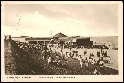 Ansichtskarte Cuxhaven Seebadeanstalt, Konzert-Promenade 1927