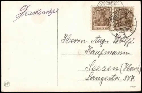 Glückwunsch - Neujahr/Sylvester Glücksschwein - Blumenkorb 1920