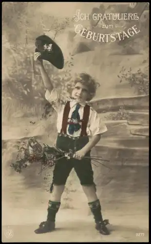 Glückwunsch Geburtstag Birthday - Junge in Tracht color-Foto 1916