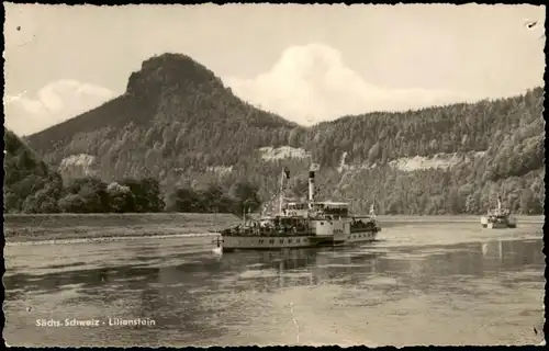 Porschdorf-Bad Schandau Elbe Schiff Raddampfer Binnenschiff passiert 1967
