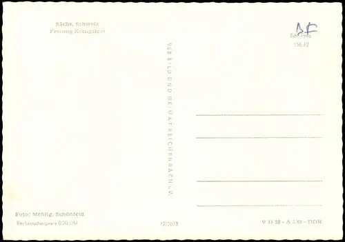 Königstein (Sächsische Schweiz) Panorama-Ansicht Blick zur Festung 1962