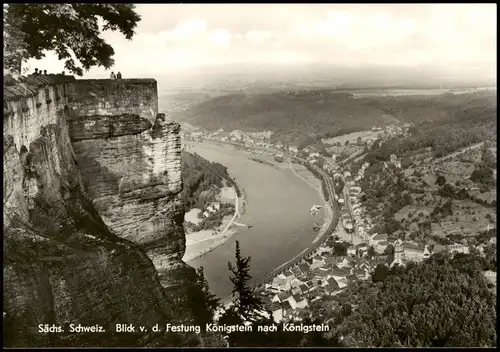 Königstein (Sächsische Schweiz) Blick v. d. Festung nach Königstein DDR AK 1965