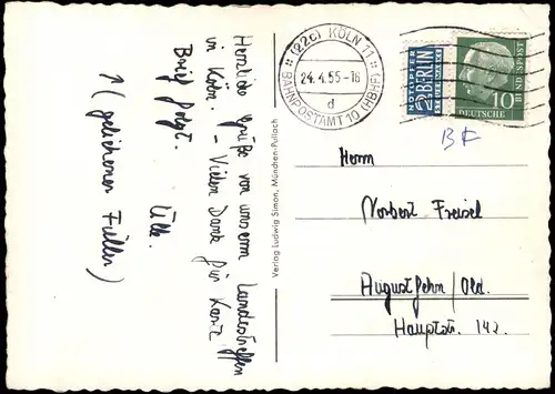 Ansichtskarte Köln Dreibild Kölner Dom 1955