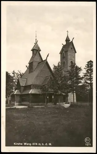 Brückenberg-Krummhübel Karpacz Kirche Church Stabkirche Wang Riesengebirge 1930