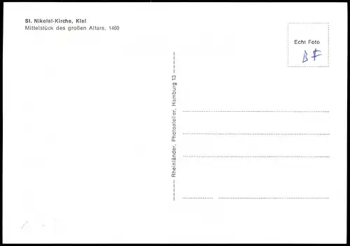 Ansichtskarte Kiel St. Nikolai-Kirche Mittelstück des großen Altars 1960