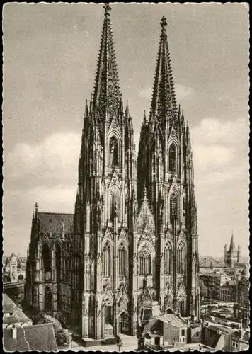 Ansichtskarte Köln Dom, Gebäude-Ansicht Westseite 1960