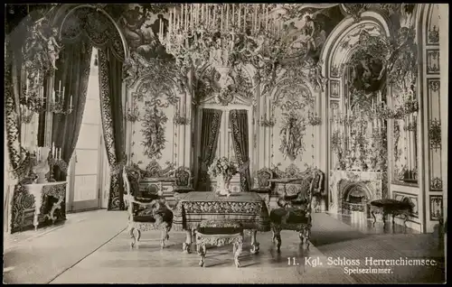 Chiemsee Speisezimmer Herrenchiemsee Herreninsel mit Schloss 1920