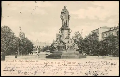 München Denkmal Königs Maximilian II. 1902  gel. Ankunftsstempel München