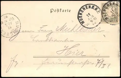 München Denkmal Königs Maximilian II. 1902  gel. Ankunftsstempel München