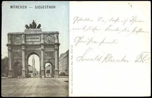 Ansichtskarte München Siegestor - Straße 1903