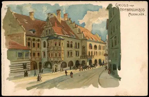 Ansichtskarte München Hofbräuhaus - Künstlerkarte 1909