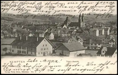 Ansichtskarte Kempten (Allgäu) Stadtpartie 1904