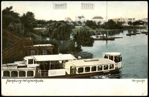 Winterhude (Mühlenkamp)-Hamburg Villen, Holzbrücke - Fähre 1905