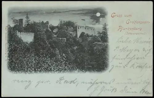 Ansichtskarte Bad Blankenburg Burgruine Greifenstein, Mondscheinlitho 1899