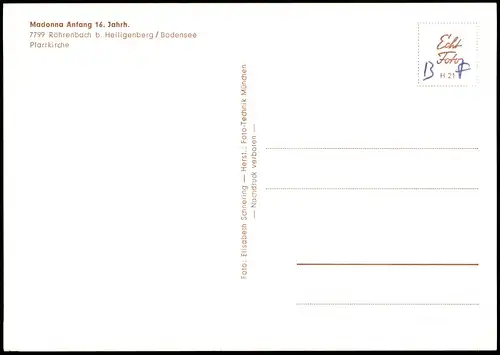 Heiligenberg (Bodenseekreis) Röhrenbach Heiligenberg Madonna Anfang 16. J  1960