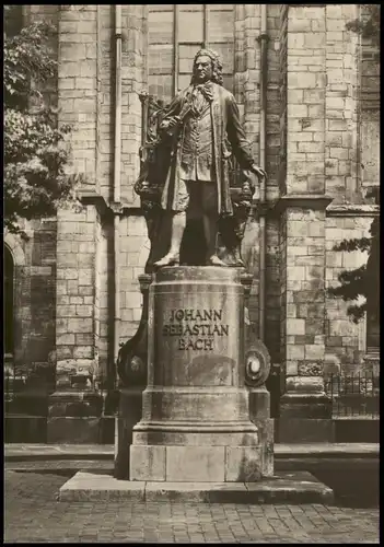 Leipzig Bronzestandbild Johann Sebastian Bachs Thomaskirche zu Leipzig 1968
