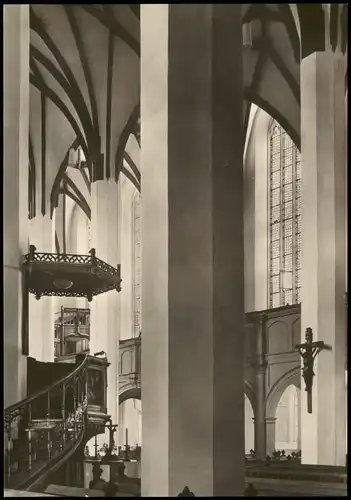 Leipzig Thomaskirche Blick vom nördlichen Seitenschiff durch den Innenraum 1968