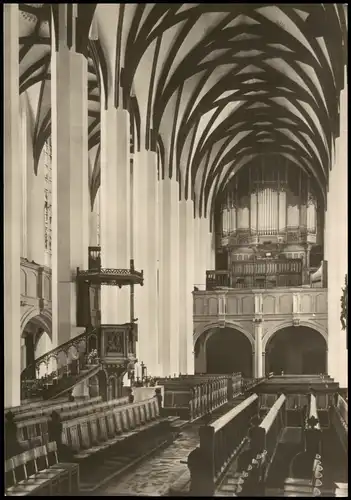 Leipzig Thomaskirche Blick durch das Langhaus gegen die Orgelempore 1968