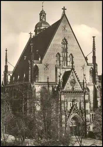 Leipzig Thomaskirche Ansicht von NW mit neugotischer Fassade 1968