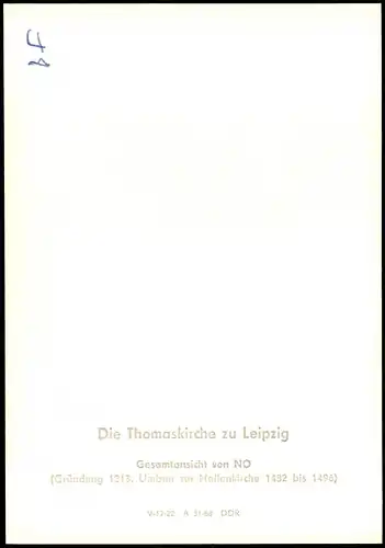 Ansichtskarte Leipzig Gesamtansicht von NO Thomaskirche 1968