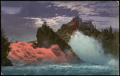 Ansichtskarte Laufen-Uhwiesen Rheinfall und Schloss Laufen 1910