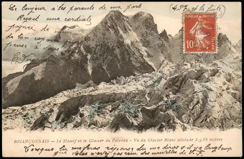 Briançon BRIANÇONNAIS Massif et Glacier Pelvoux - Vu du Glacier Blanc 1910