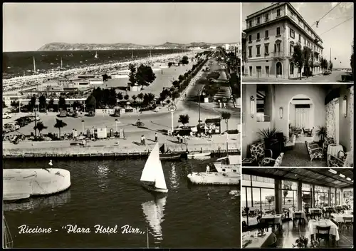 Cartoline Riccione Mehrbildkarte mit PLAZA HOTEL RIZZ 1960