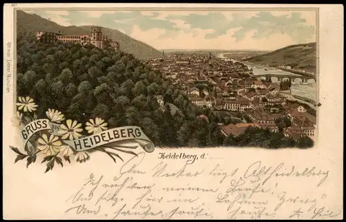 Ansichtskarte Heidelberg Gruss aus.. Totale 1902