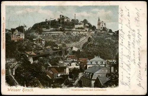 Ansichtskarte Loschwitz-Dresden Drahtseilbahn/Schwebebahn, Louisenhöhe 1902