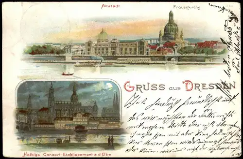 Ansichtskarte Innere Altstadt-Dresden Altstadt bei Tag und Nacht 1901