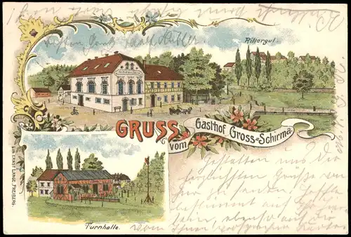 Ansichtskarte Litho AK Großschirma Rittergut, Gasthof, Turnhalle 1905