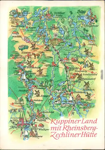 Zechlinerhütte-Rheinsberg Landkarte: Ruppiner Land 1974