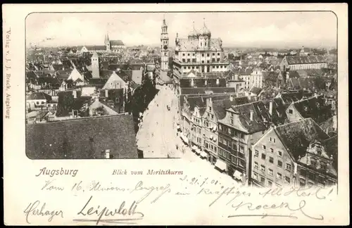 Ansichtskarte Augsburg Blick vom Moritzthurm 1901