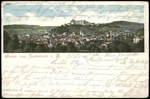 Ansichtskarte Kulmbach Stadt 1902  gel. Ankunftsstempel Kulmbach
